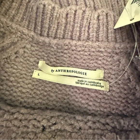 NWT Anthropologie Lavender Purple Sweater Bell Sleeves L - Picture 4 of 8